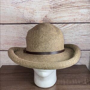 Used San Diego Hat Co Mixed Brown Paperbraid Roll-Brim Hat Buckle